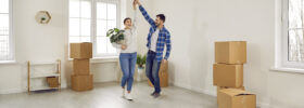 Young couple moving into new home